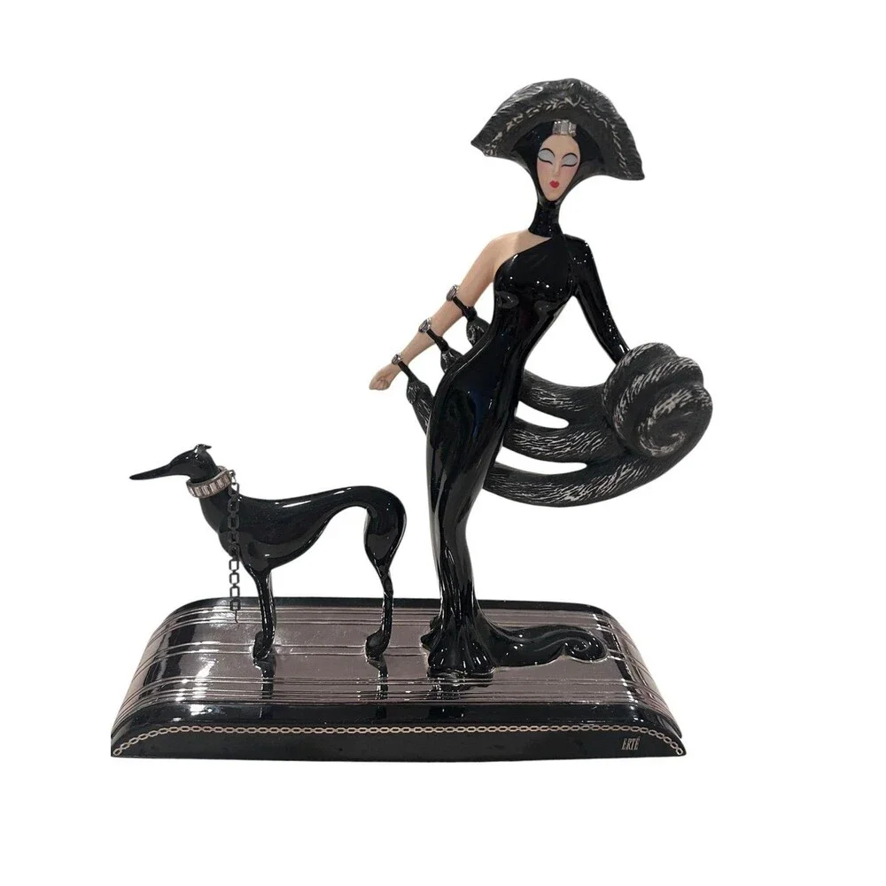 Vintage Franklin Mint House of Erte Porcelain Figure Statue Symphony In Black